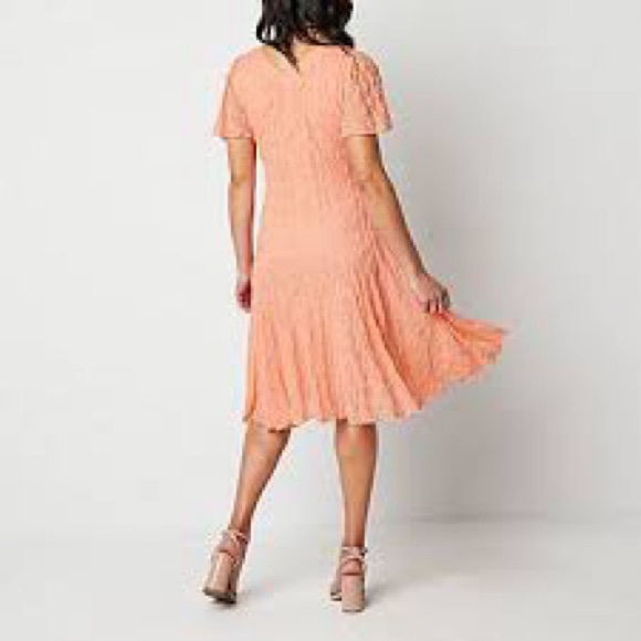 Rabbit Designs Fit and Flare Peach Dress 18 - Picture 3 of 7